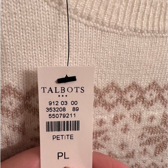 Talbots Women’s SHIMMER FAIR ISLE CREWNECK SWEATER  Petit Large NWT - Picture 4 of 11